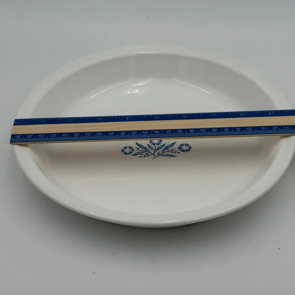 Vintage Corning Ware Blue Cornflower 9 Inch Pie Plate P-309 White Pyroceram USA